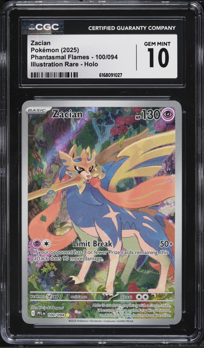 2025 Pokemon Mega Evolution Phantasmal Flames IR Zacian #100 CGC 10 GEM MINT