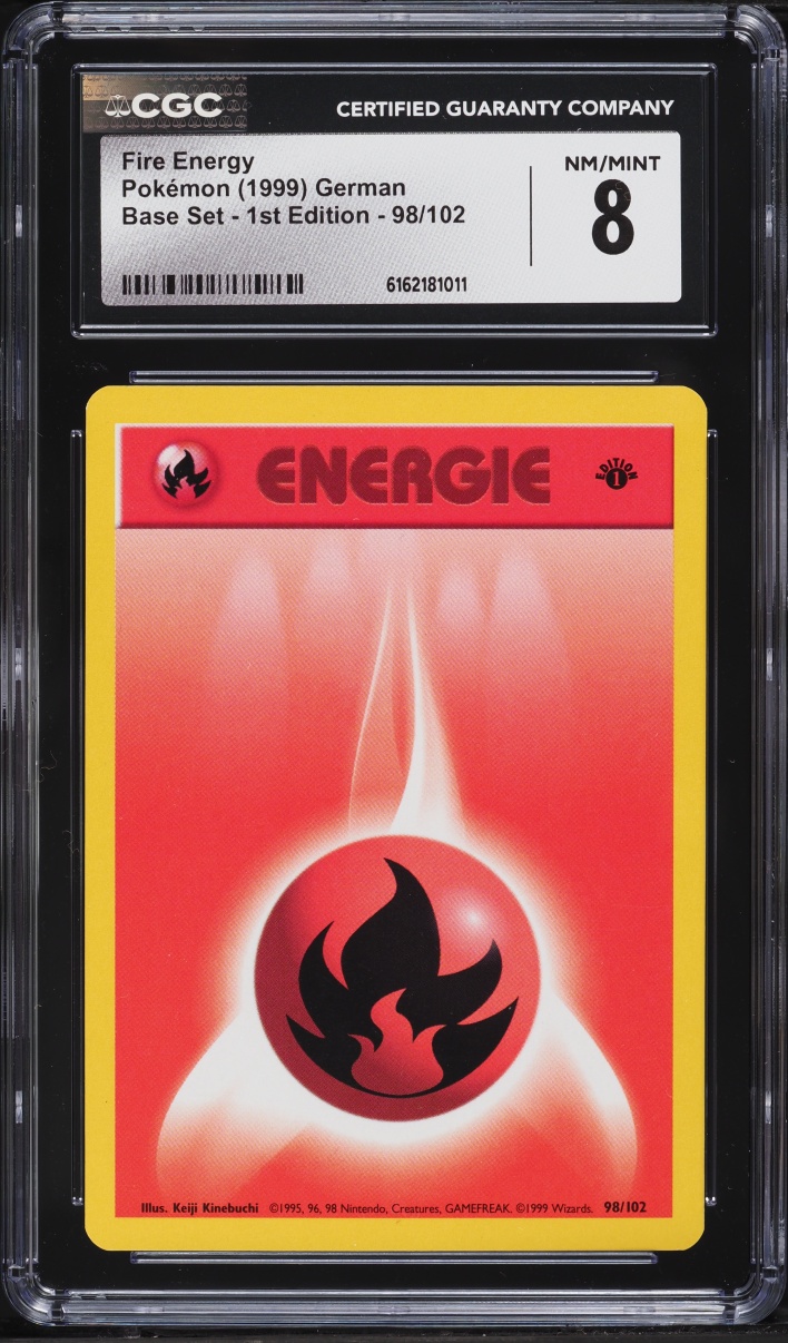 1999 Pokemon German Base Set 1st Edition Fire Energy #98 CGC 8 NM-MT