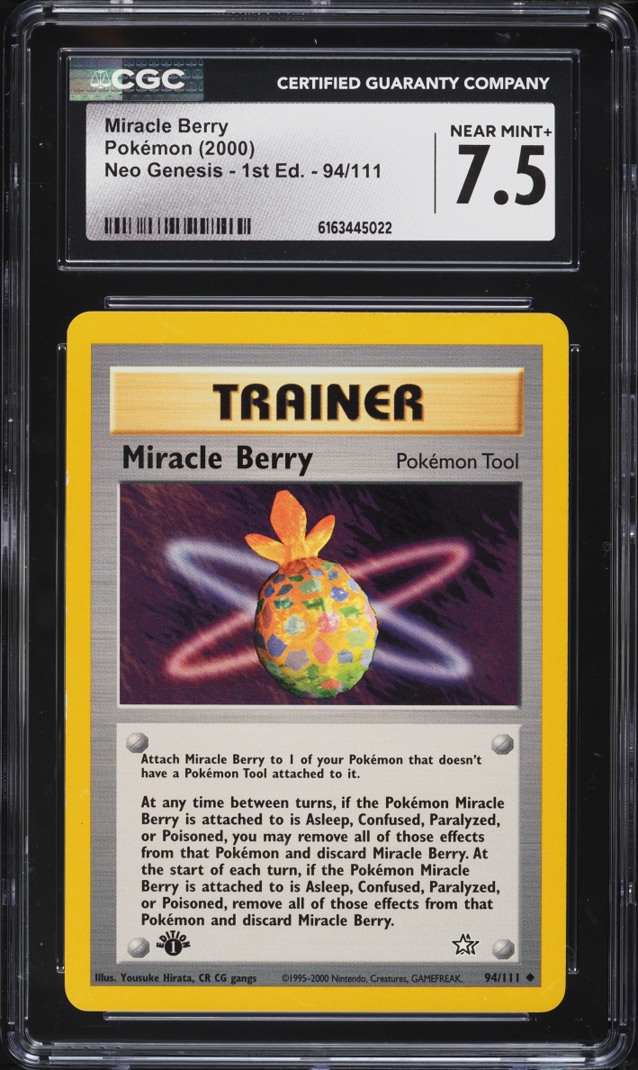 2000 Pokemon Neo Genesis 1st Edition Miracle Berry #94 CGC 7.5 NRMT+