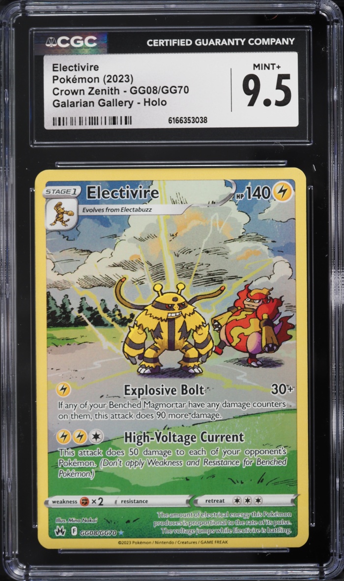 2023 Pokemon Sword & Shield Crown Zenith Alt Art Electivire #GG08 CGC 9.5 MINT+