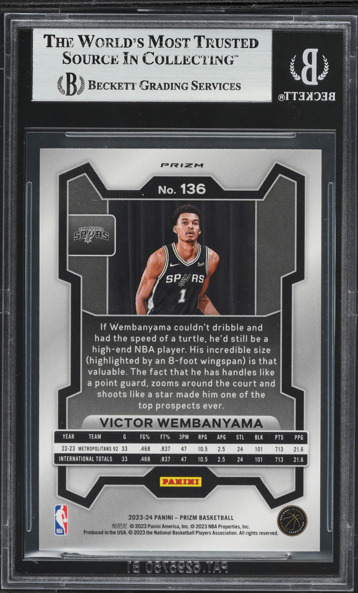 2023 Panini Prizm Pink Ice Victor Wembanyama ROOKIE #136 BGS 9 MINT