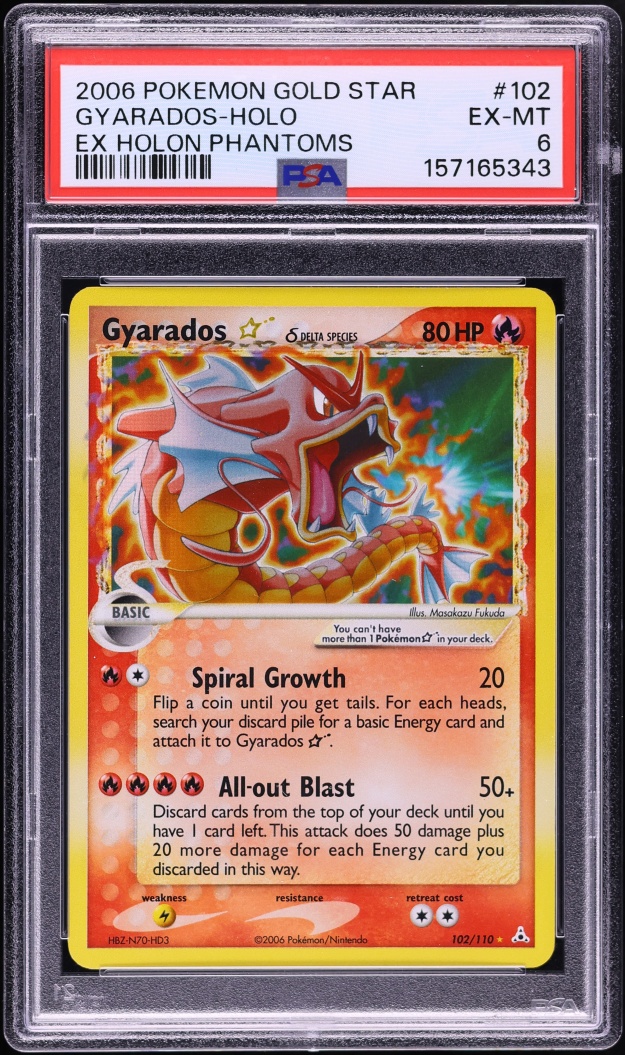 2006 Pokemon EX Holon Phantoms Holo Gyarados Gold Star #102 PSA 6 EXMT