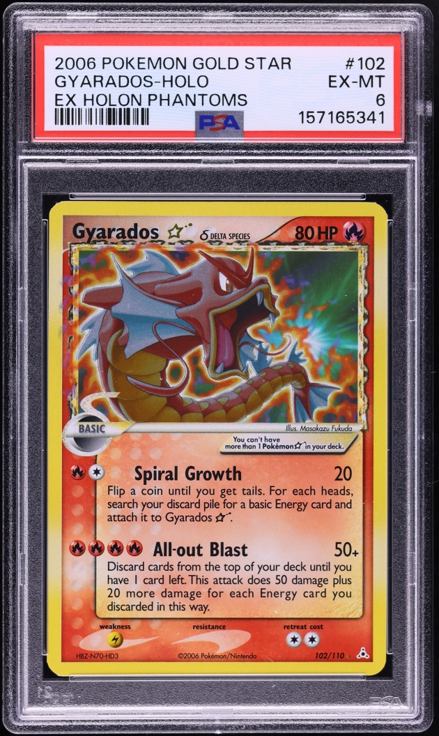 2006 Pokemon EX Holon Phantoms Holo Gyarados Gold Star #102 PSA 6 EXMT