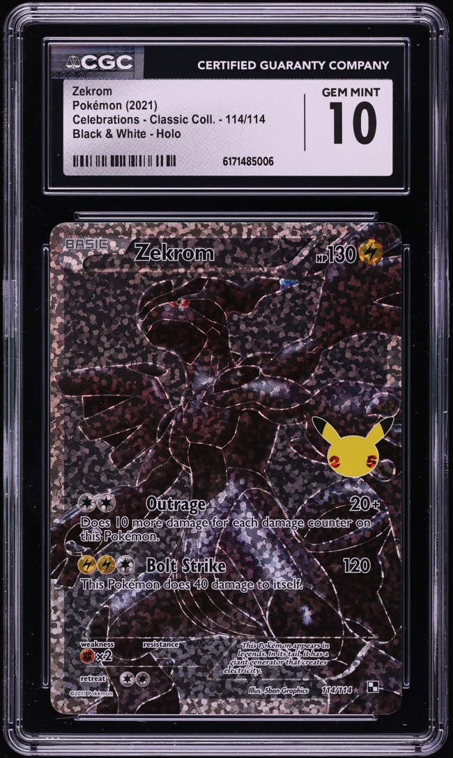 2021 Pokemon Sword & Shield Celebrations Classic Collection Zekrom #114 CGC 10 GEM MINT