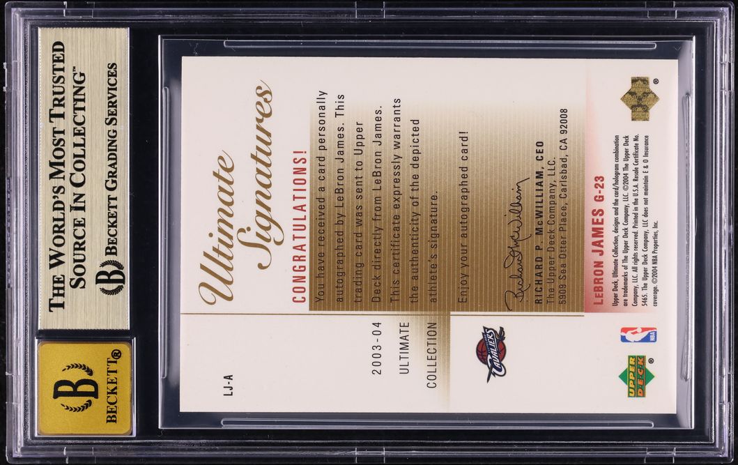 2003 Ultimate Collection Gold LeBron James ROOKIE AUTO /23 #LJ BGS 9.5 GEM MINT