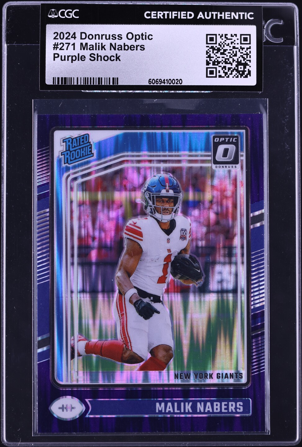 2024 Donruss Optic Purple Shock Malik Nabers ROOKIE #271 CGC AUTH
