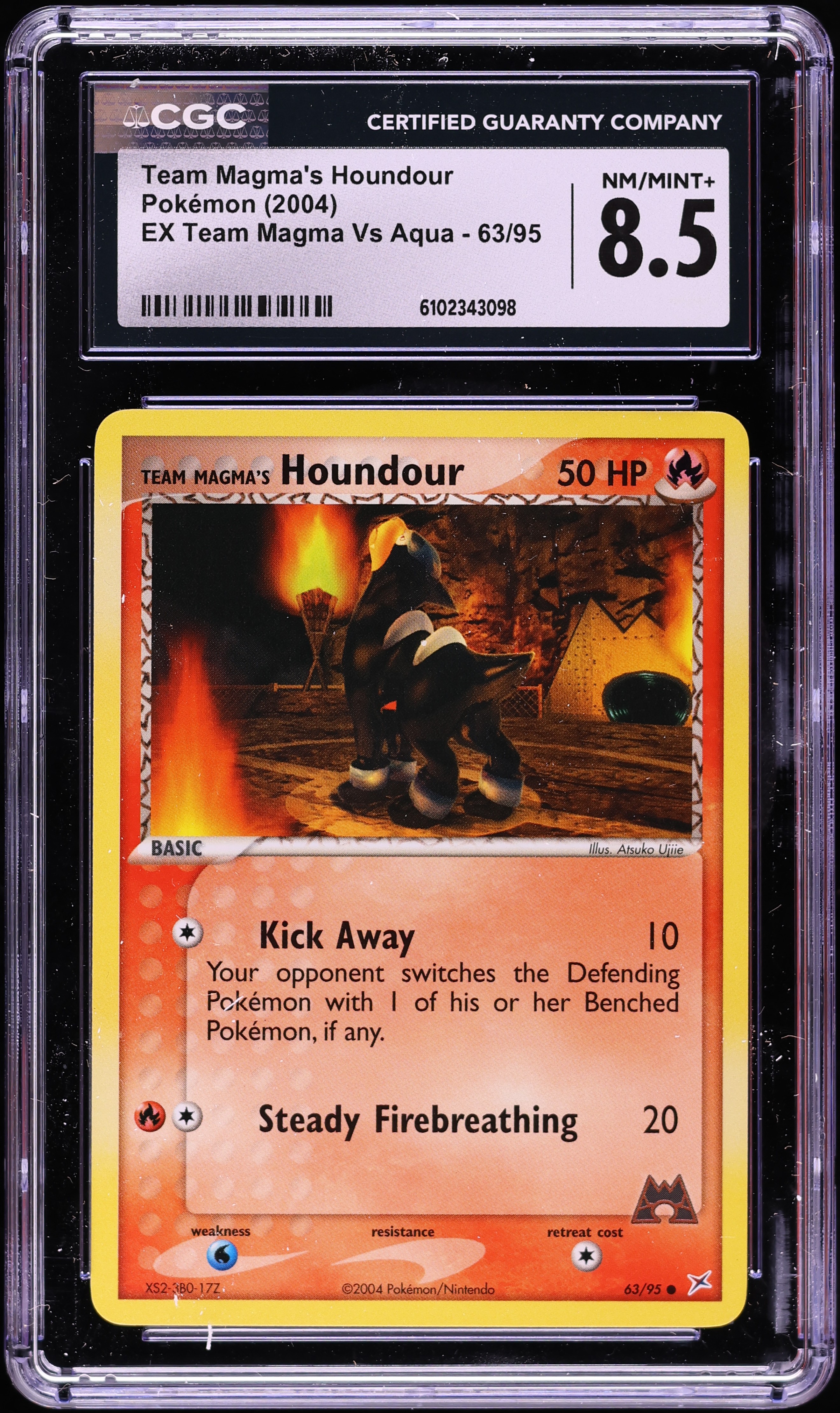 2004 Pokemon EX Team Magma VS Aqua Team Magma's Houndour #63 CGC 8.5 NM-MT+
