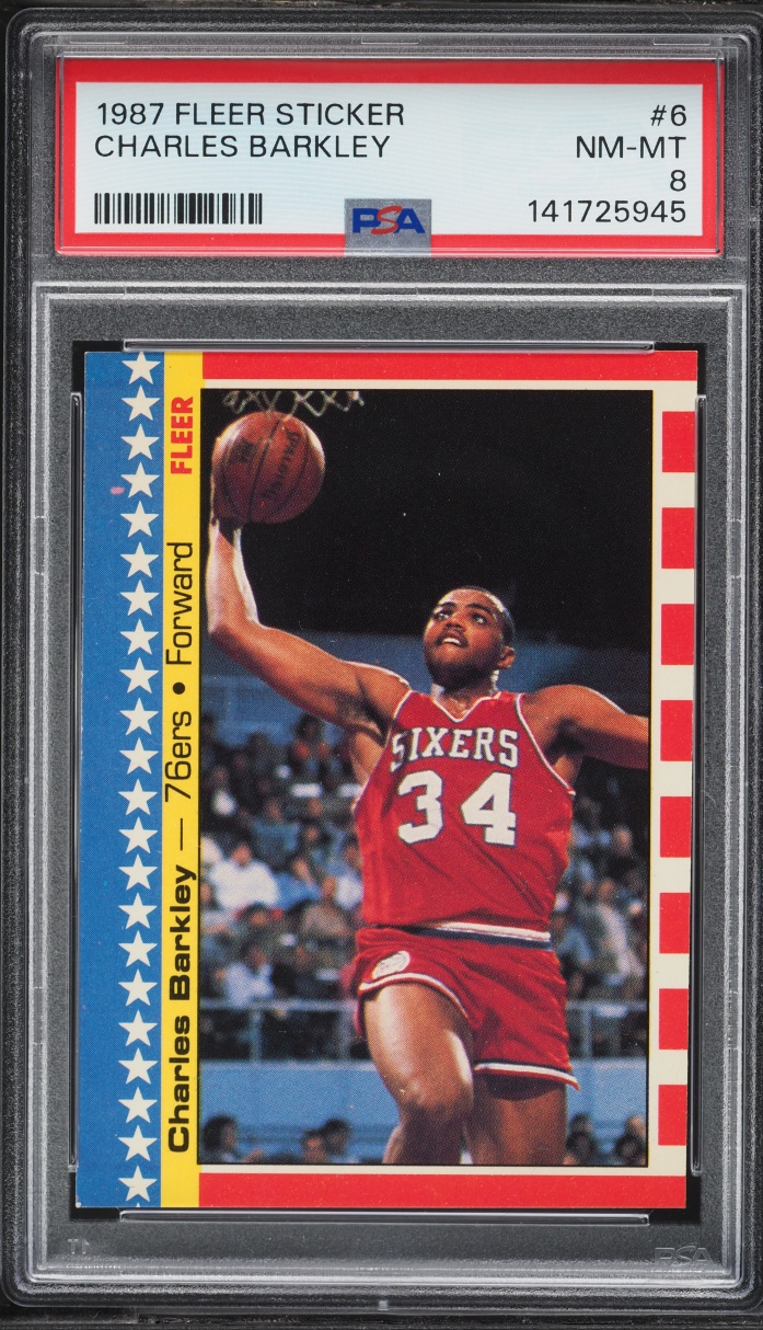 1987 Fleer Sticker Charles Barkley #6 PSA 8 NM-MT