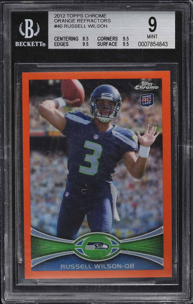 2012 Topps Chrome Orange Refractor Russell Wilson ROOKIE RC #40 BGS 9 ...