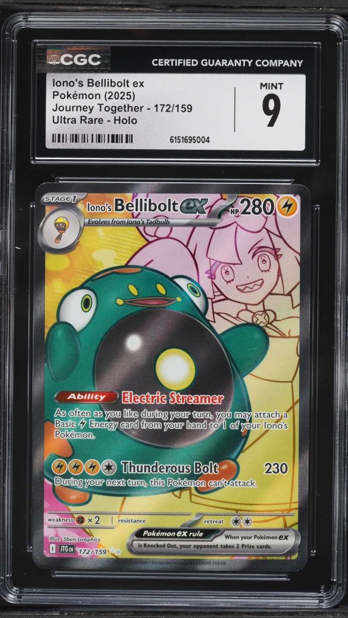 2025 Pokemon Scarlet & Violet Journey Together Full Art Iono's Bellibolt ex #172 CGC 9 MINT