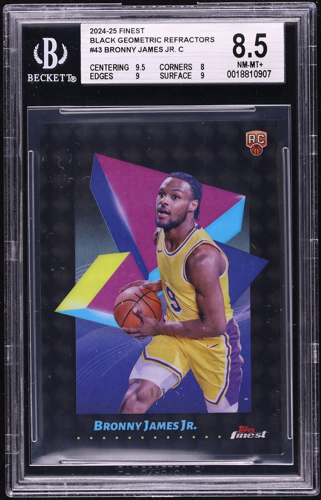 【fanatics】Bronny James Jr. 直筆サイン入りボール 2024 Finest Black Geometric Refractors Bronny James Jr. ROOKIE 1/1