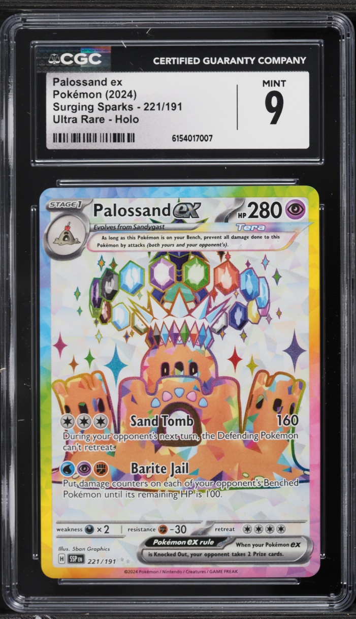 2024 Pokemon Scarlet & Violet Surging Sparks Full Art Palossand EX #221 CGC 9 MINT