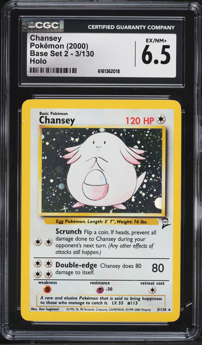 2000 Pokemon Base Set 2 Holo Chansey #3 CGC 6.5 EXMT+