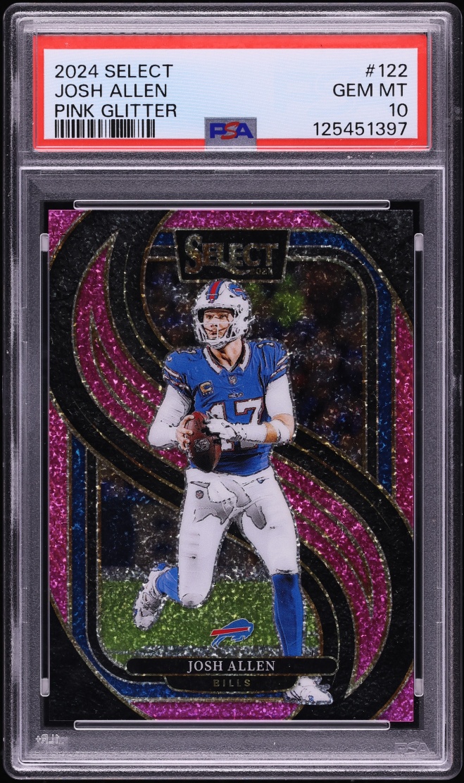 2024 Select Premier Level Pink Glitter Josh Allen /15 #122 PSA 10 GEM MINT