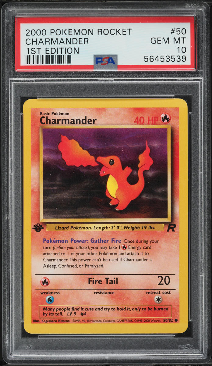 2000 Pokemon Team Rocket 1st Edition Charmander #50 PSA 10 GEM MINT