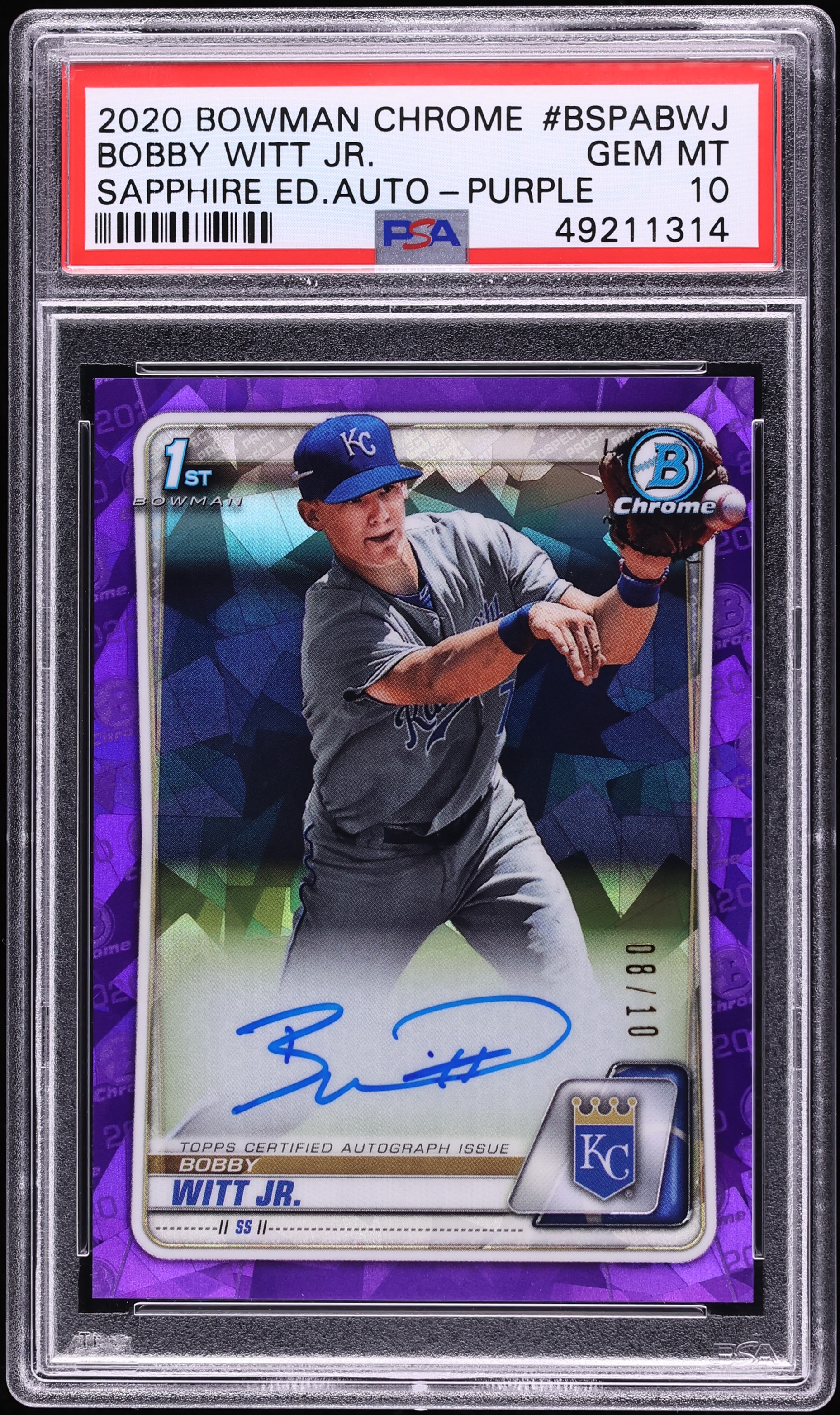 その他 MLB Bobby Witt Jr. PSA10 2020 Bowman Chrome Sapphire Purple Bobby Witt Jr. PROSPECT AUTO