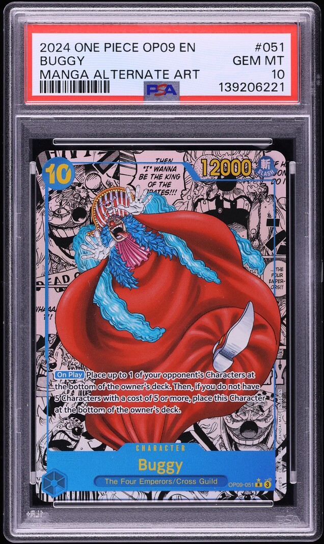 2024 One Piece Emperors In The New World Manga Alt Art Buggy #OP09-051 PSA 10 GEM MINT