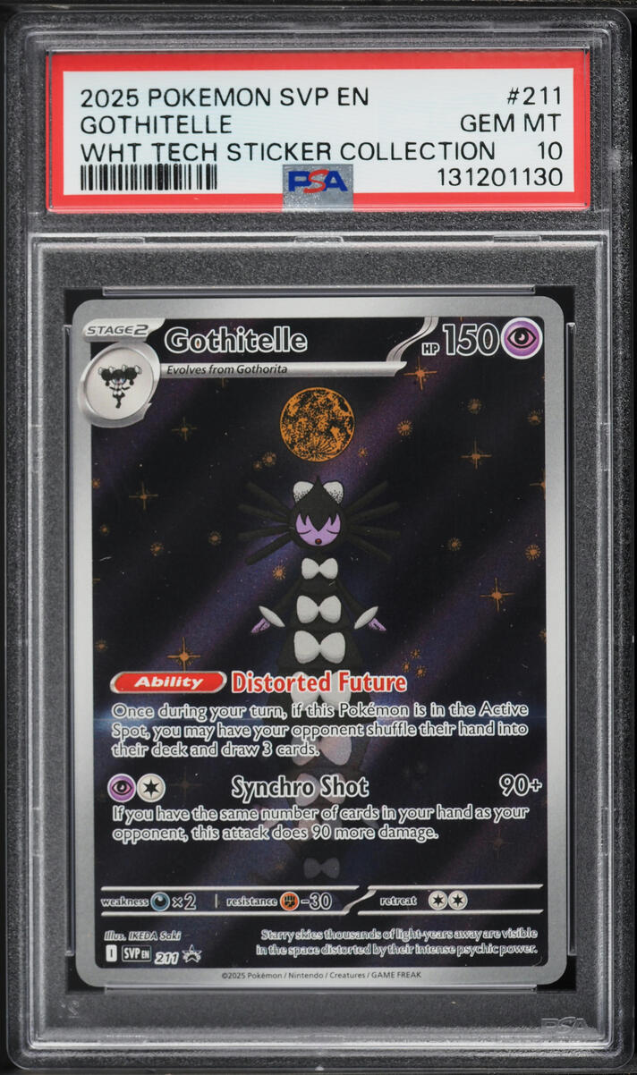 2025 Pokemon SV Promo White Flare Tech Sticker Collection Alt Art Gothitelle #211 PSA 10 GEM
