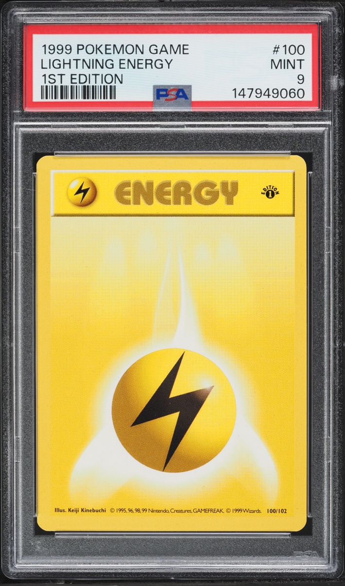 1999 Pokemon Base Set Shadowless 1st Edition Lightning Energy #100 PSA 9 MINT