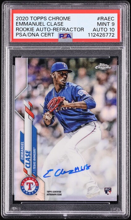 2020 Topps Chrome Refractor Emmanuel Clase ROOKIE AUTO DNA 10 /499 #RA-EC PSA 9