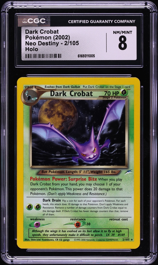 2002 Pokemon Neo Destiny Holo Dark Crobat #2 CGC 8 NM-MT