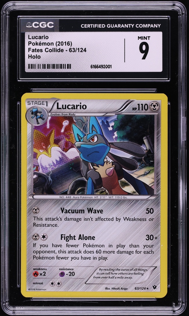 2016 Pokemon XY Fates Collide Holo Lucario #63 CGC 9 MINT