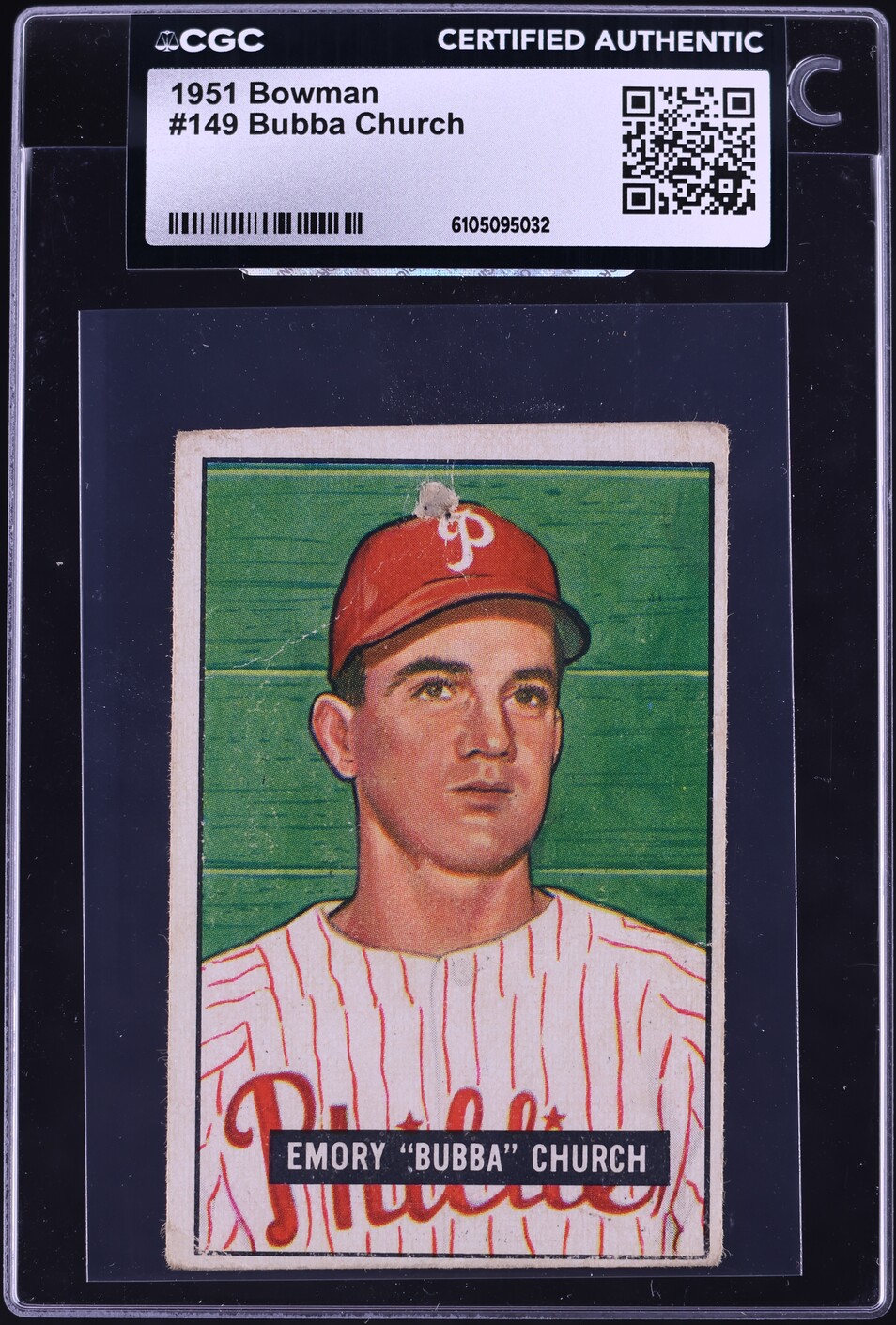 1951 Bowman Bubba Church #149 CGC AUTH
