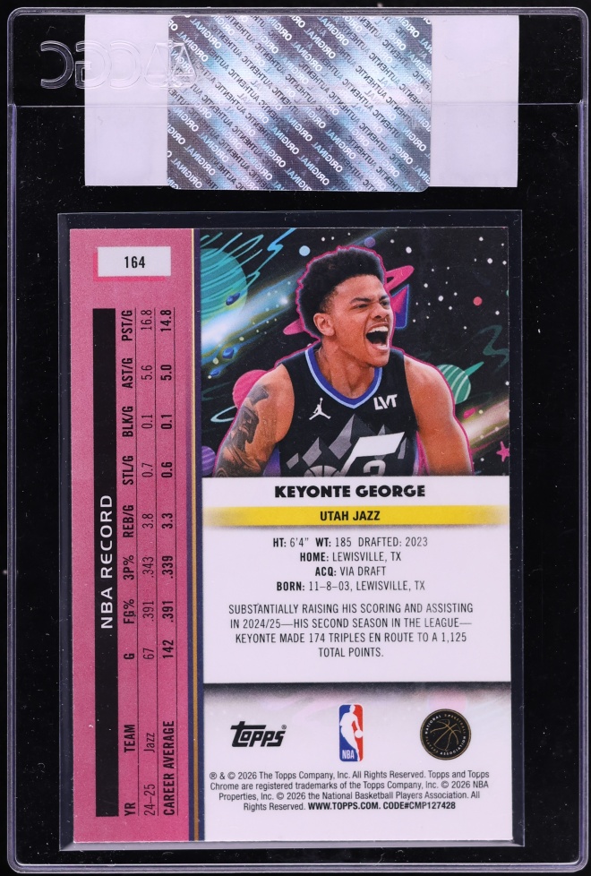 2025 Topps Chrome Cosmic Nucleus Refractor Keyonte George #164 CGC AUTH