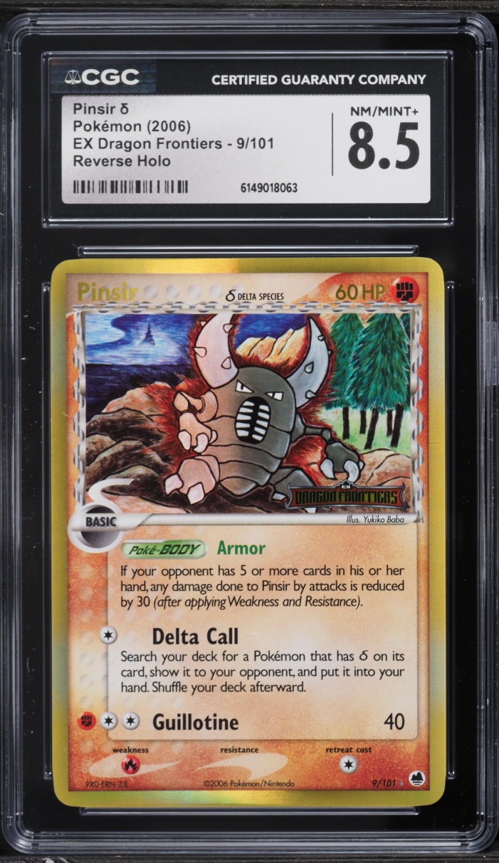 2006 Pokemon EX Dragon Frontiers Reverse Holo Pinsir #9 CGC 8.5 NM-MT+