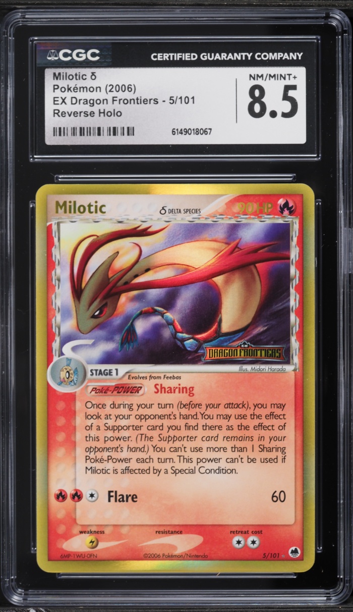 2006 Pokemon EX Dragon Frontiers Reverse Holo Milotic #5 CGC 8.5 NM-MT+