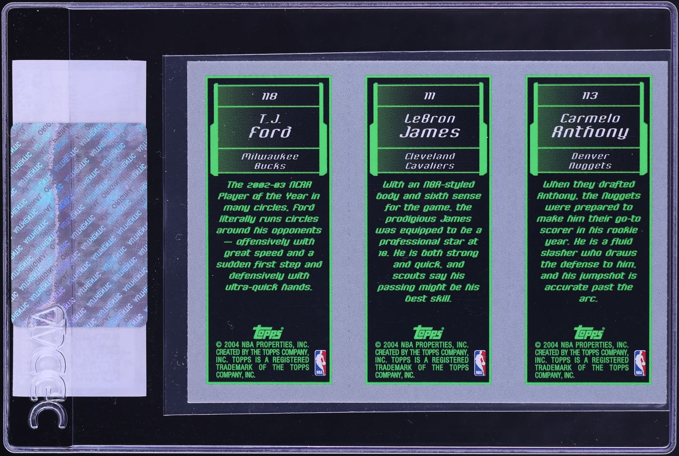 2003 Topps Matrix LeBron James Carmelo Anthony T.J. Ford ROOKIE CGC AUTH