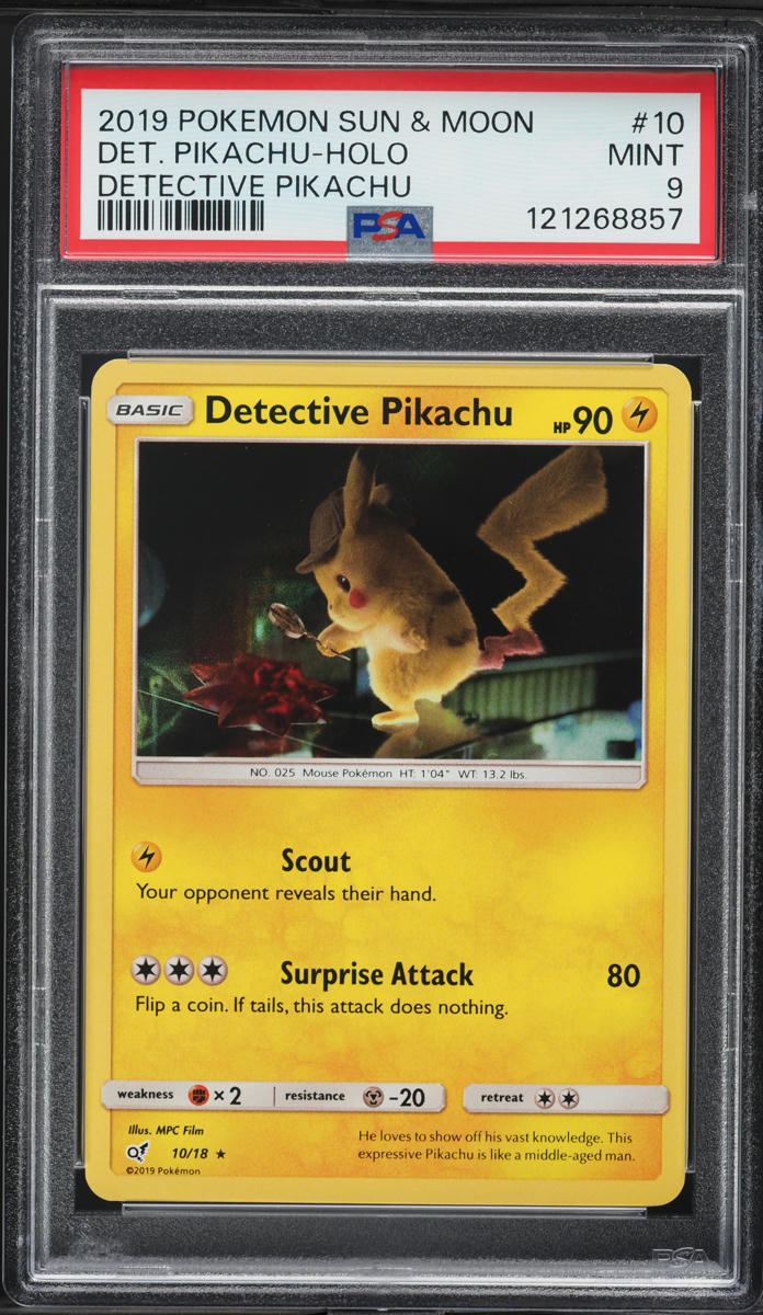 2019 Pokemon Sun & Moon Holo Detective Pikachu #10 PSA 9 MINT