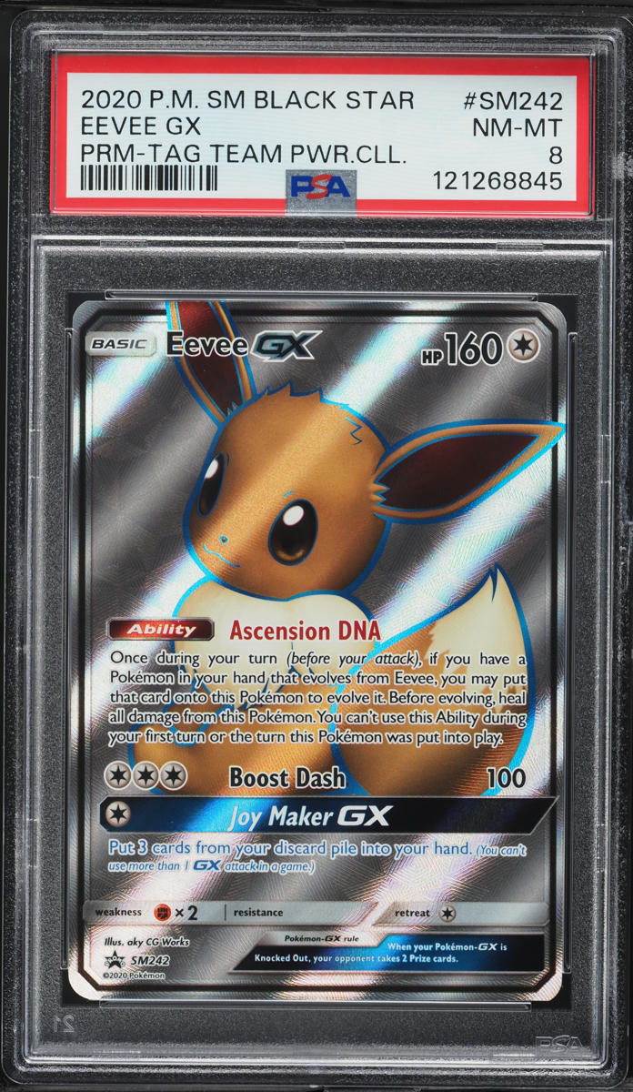 2020 Pokemon SM Promo Tag Team Power Collection Eevee GX #SM242 PSA 8 NM-MT