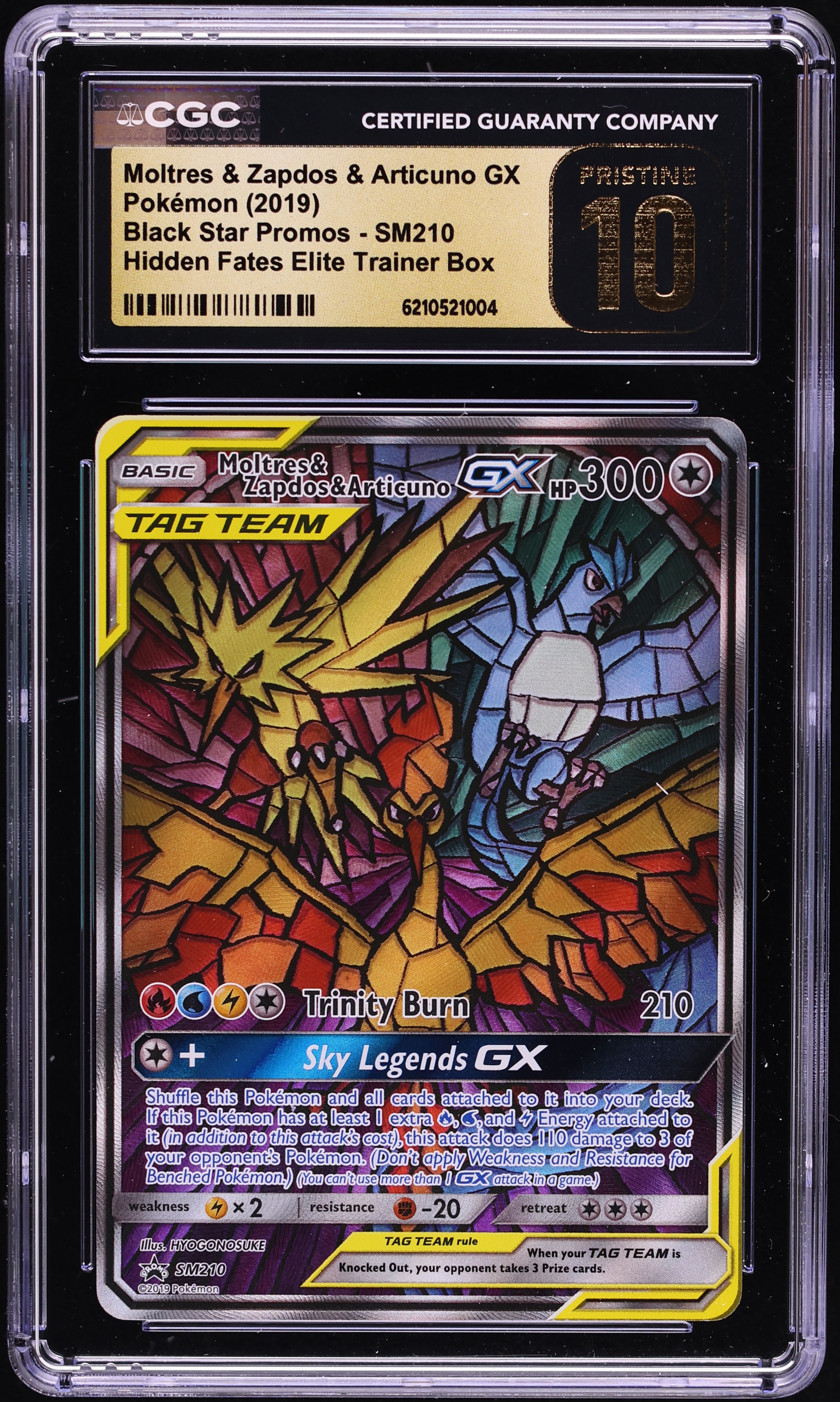 2019 Pokemon SM Promo Hidden Fates Full Art Moltres Zapdos Articuno GX #SM210 CGC 10 PRISTINE