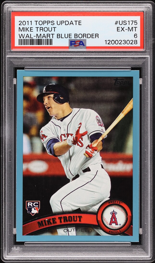 2011 Topps Update Wal-Mart Blue Border Mike Trout ROOKIE #US175 PSA 6 EXMT