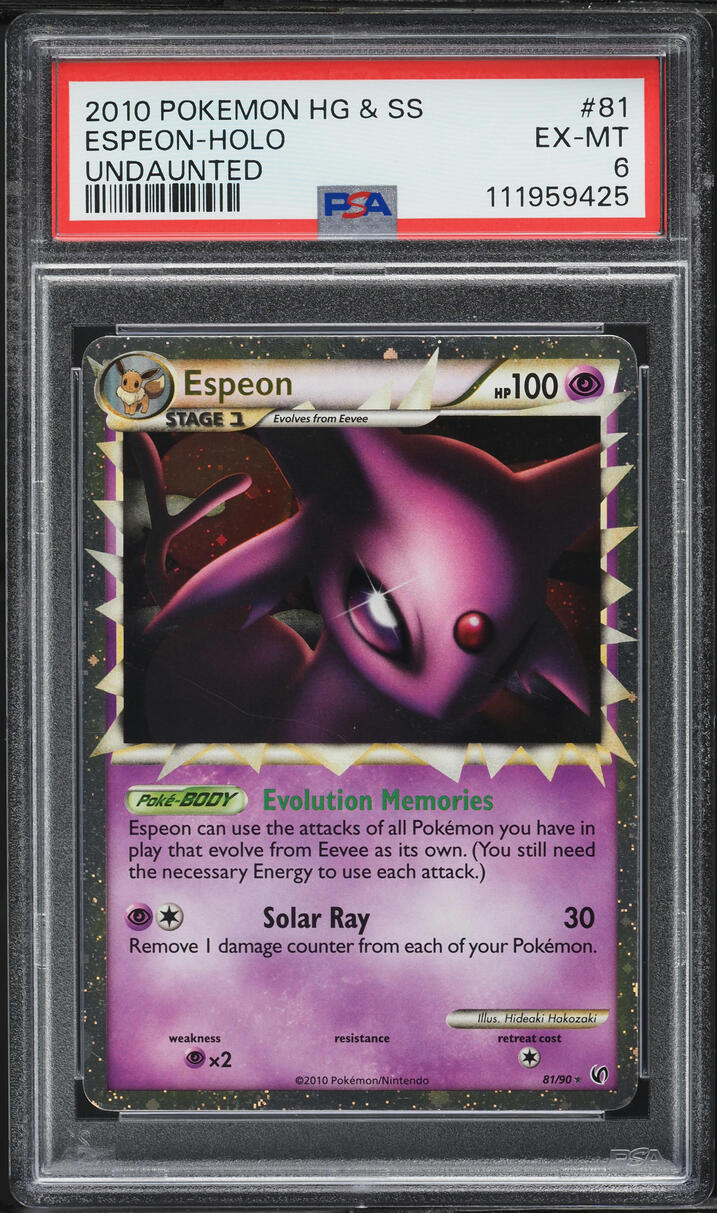 2010 Pokemon HeartGold & SoulSilver Undaunted Holo Prime Espeon #81 PSA 6 EXMT