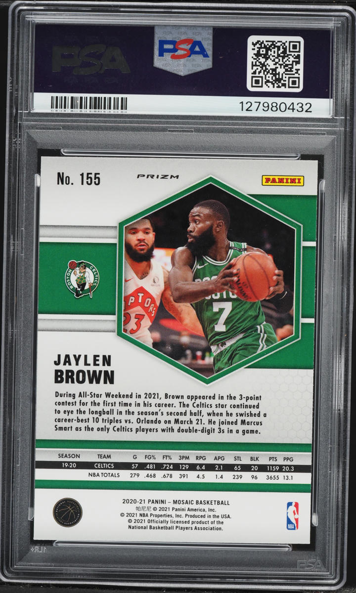 2020 Panini Mosaic Genesis Jaylen Brown #155 PSA 8 NM-MT