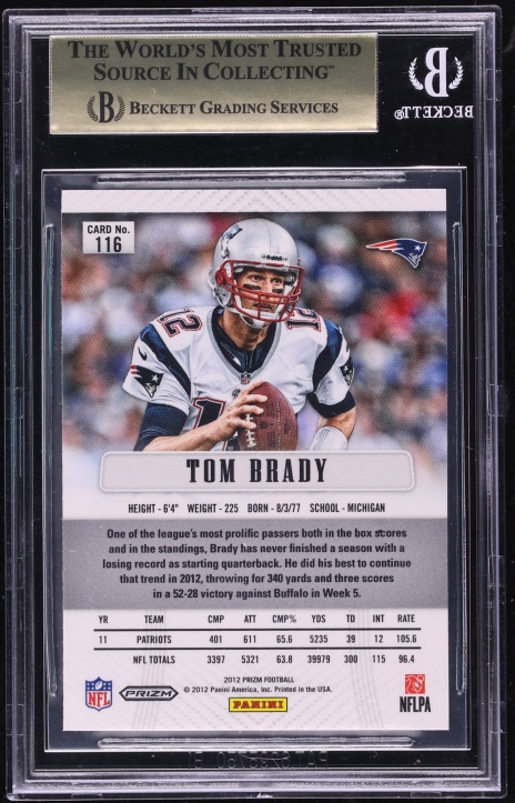 2012 Panini Prizm Green Tom Brady #116 BGS 9.5 GEM MINT - Photo 2