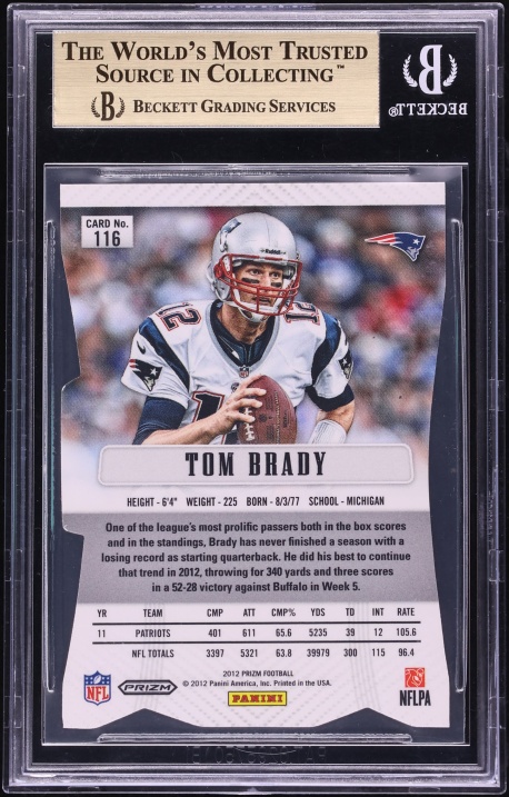 2012 Panini Prizm Red Tom Brady SP #116 BGS 9.5 GEM MINT - Photo 2