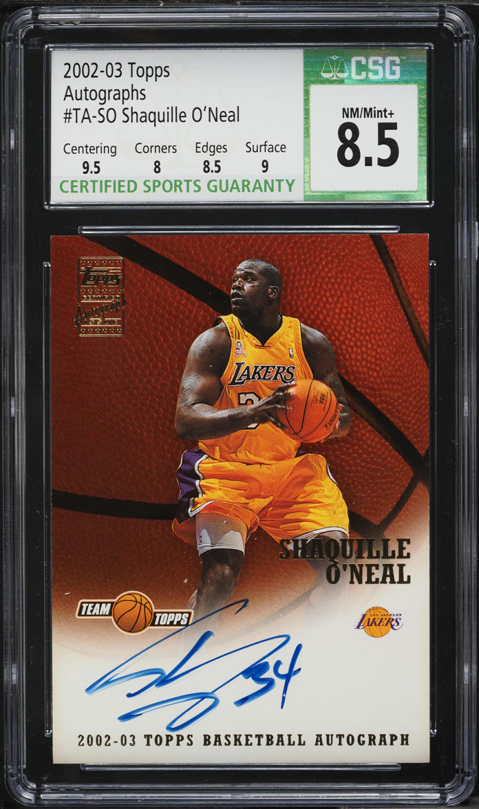 2002 Topps Shaquille O'Neal AUTO #TA-SO CSG 8.5 NM-MT+