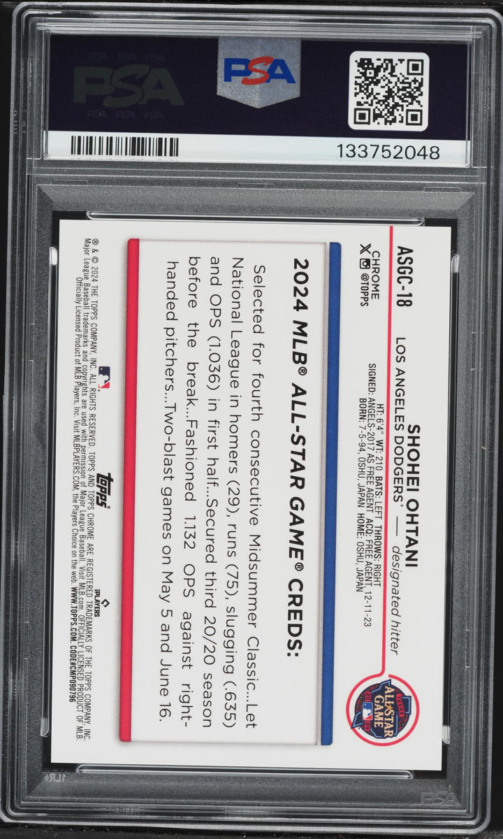 2024 Topps Chrome Update All-Star Game Black Refractor Shohei Ohtani /10 #ASGC-18 PSA 10 GEM