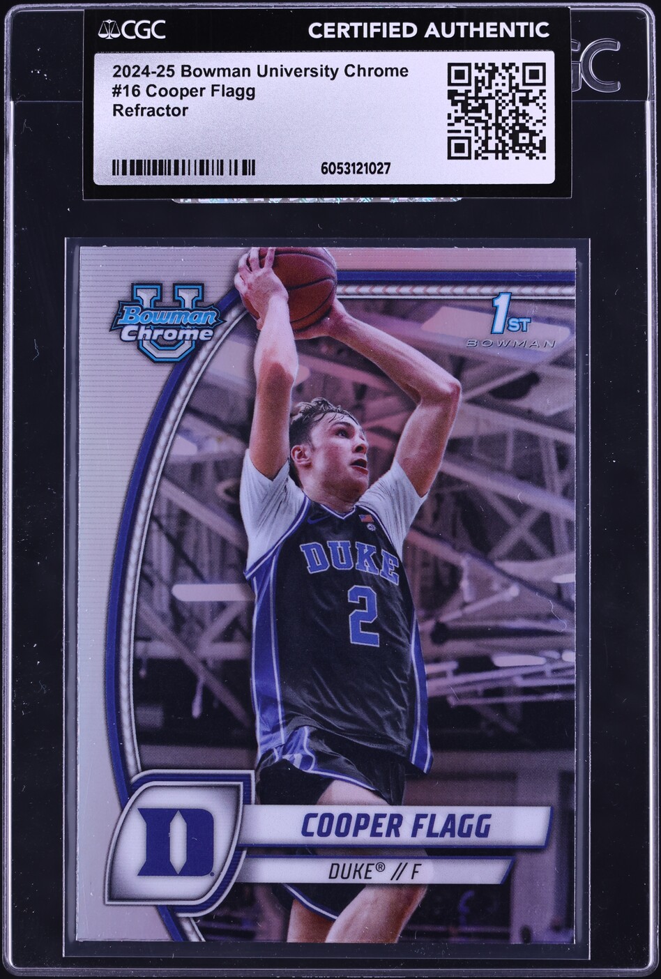 2024 Bowman Chrome University Refractor Cooper Flagg ROOKIE #16 CGC AUTH