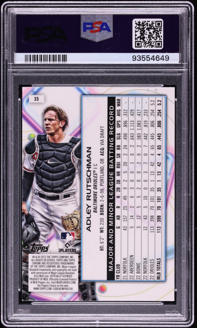 2023 Topps Chrome Cosmic Nucleus Refractor Adley Rutschman ROOKIE #35 PSA 10 GEM MINT