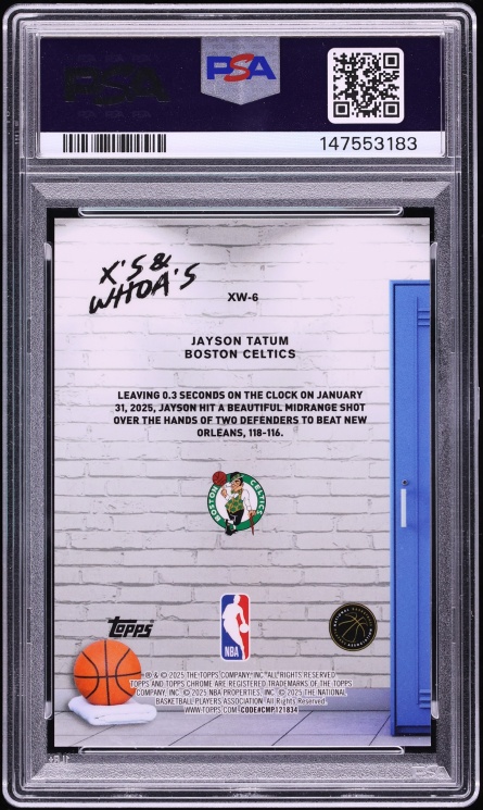 2025 Topps Chrome X's And Whoa's Red Geometric Jayson Tatum 5/5 #XW-6 PSA 9 MINT