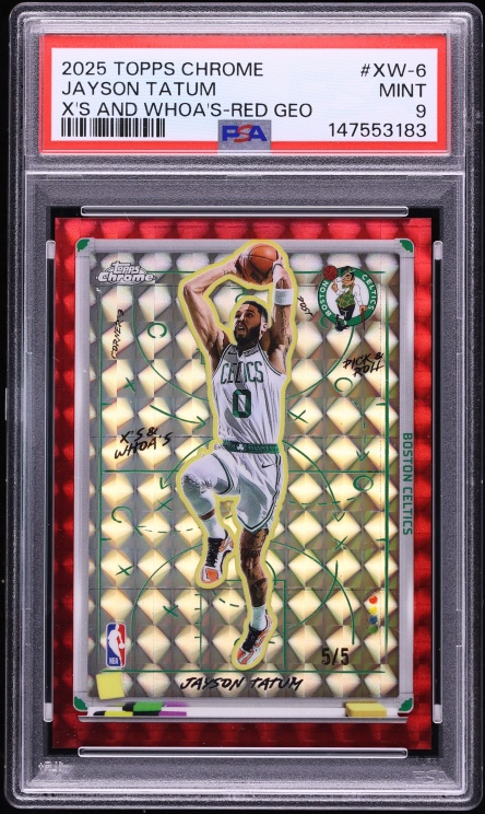 2025 Topps Chrome X's And Whoa's Red Geometric Jayson Tatum 5/5 #XW-6 PSA 9 MINT
