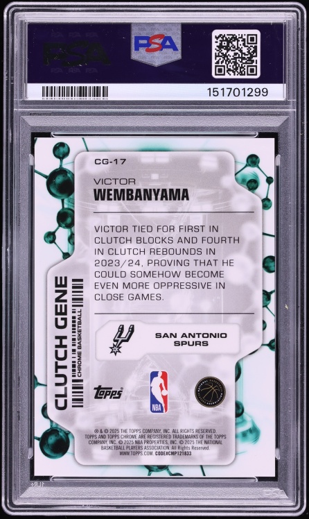 2025 Topps Chrome Clutch Gene Gold Geometric Victor Wembanyama /50 #CG-17 PSA 10 GEM MINT