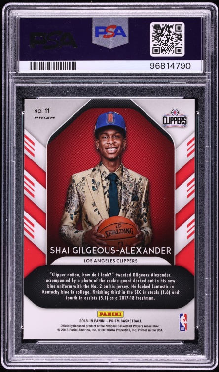 2018 Panini Prizm Luck Of Lottery Silver Shai Gilgeous-Alexander ROOKIE #11 PSA 10 GEM MINT
