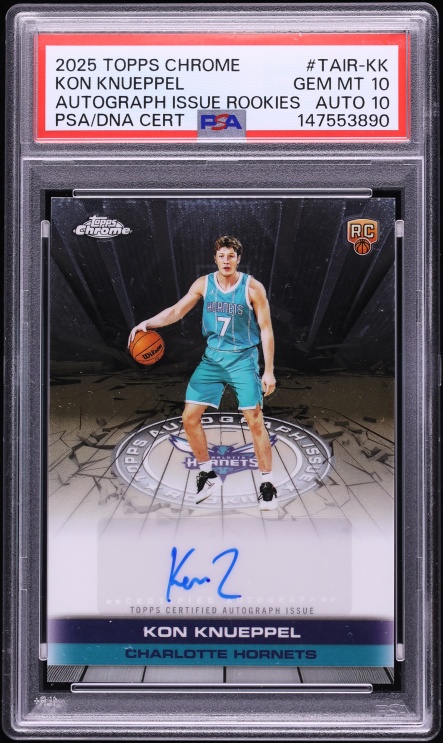 2025 Topps Chrome Issue Kon Knueppel ROOKIE AUTO DNA 10 #TAIR-KK PSA 10 GEM MINT
