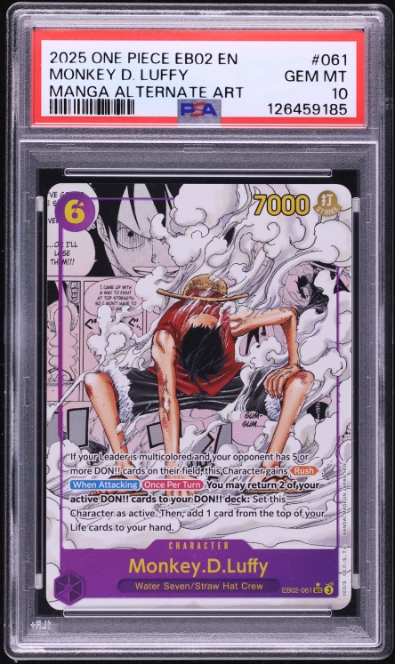2025 One Piece Extra Booster Anime 25th SEC Manga Art Monkey D. Luffy #EB02-061 PSA 10 GEM MINT