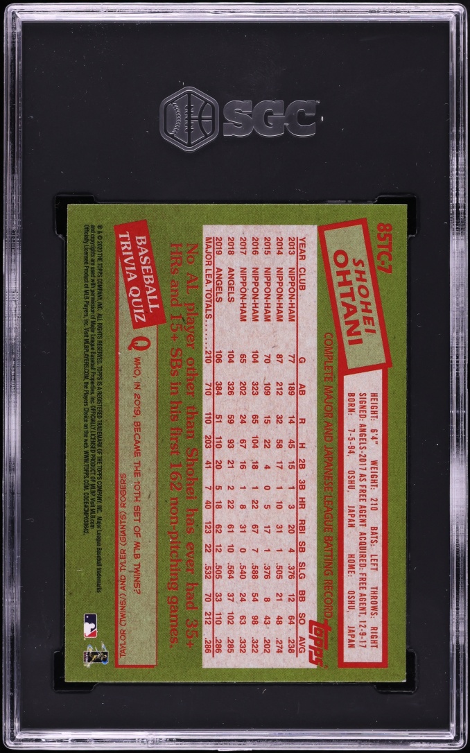 2020 Topps Chrome '85 Shohei Ohtani #85TC-7 SGC 9 MINT